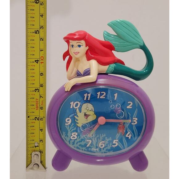 Vintage Disney The Little Mermaid Clock With Snooze Alarm Ariel Flounder Tested - Picture 14 of 15